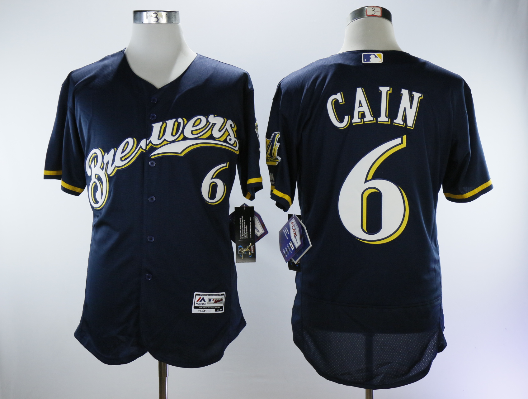 Men Milwaukee Brewers 6 Cain Blue Elite MLB Jerseys